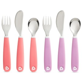 Munchkin Splash Toddler Fork, Knife and Spoon Utensil Set, 6 Pack, Pink/Purple Munchkin Splash Toddler Fork, Knife and Spoon Utensil Set, 6 Pack, Pink/Purple