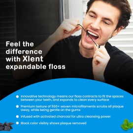 Expandable Dental Floss Treated with Activated Charcoal with Xylitol and Natural Plant Based Wax | Mint Flavor | PFAS & PTFE Free | Pack of 2 (50 m Floss Containers) Expandable Dental Floss Treated with Activated Charcoal with Xylitol and Natural Plant Based Wax | Mint Flavor | PFAS & PTFE Free | Pack of 2 (50 m Floss Containers)