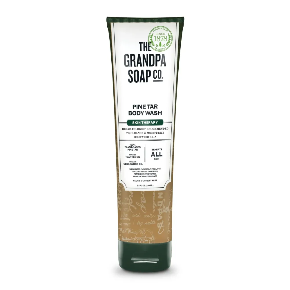 The Grandpa Soap Company Pine Tar Body Wash - Dermatologist Recommended to Cleanse & Moisturize Irritated Skin, Deodorizing Power, With Pine Tar & Tea Tree Oil, 9.5 Fl Oz The Grandpa Soap Company Pine Tar Body Wash - Dermatologist Recommended to Cleanse & Moisturize Irritated Skin, Deodorizing Power, With Pine Tar & Tea Tree Oil, 9.5 Fl Oz