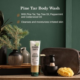 The Grandpa Soap Company Pine Tar Body Wash - Dermatologist Recommended to Cleanse & Moisturize Irritated Skin, Deodorizing Power, With Pine Tar & Tea Tree Oil, 9.5 Fl Oz The Grandpa Soap Company Pine Tar Body Wash - Dermatologist Recommended to Cleanse & Moisturize Irritated Skin, Deodorizing Power, With Pine Tar & Tea Tree Oil, 9.5 Fl Oz