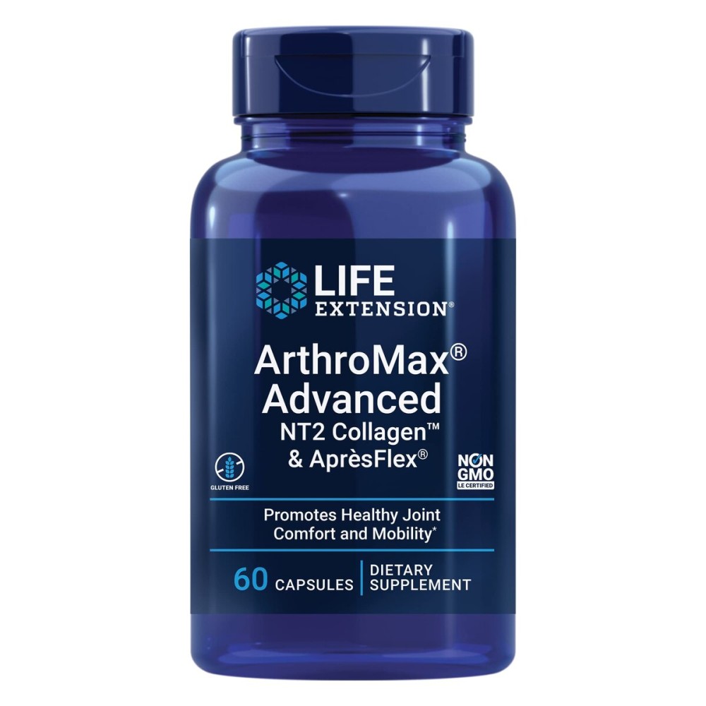 Life Extension ArthroMax Advanced NT2 Collagen & AprsFlex, glucosamine sulfate, Boswellia (Indian frankincense), joint health, mobility, gluten-free, non-GMO, 60 capsules Life Extension ArthroMax Advanced NT2 Collagen & AprsFlex, glucosamine sulfate, Boswellia (Indian frankincense), joint health, mobility, gluten-free, non-GMO, 60 capsules