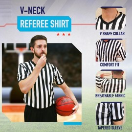 Murray Sporting Goods Men\'s V-Neck Referee Shirt | Mens Official Short Sleeve Pro-Style V-Neck Officiating Halloween Costume (Large) Murray Sporting Goods Men\'s V-Neck Referee Shirt | Mens Official Short Sleeve Pro-Style V-Neck Officiating Halloween Costume (Large)