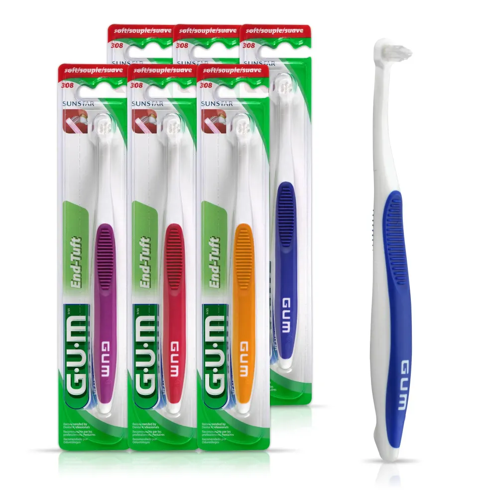 GUM End Tuft Toothbrush - Extra Small Head for Hard-to-Reach Areas - Implants, Back Teeth, and Wisdom Teeth - Soft Dental Brush for Adults (6pk) GUM End Tuft Toothbrush - Extra Small Head for Hard-to-Reach Areas - Implants, Back Teeth, and Wisdom Teeth - Soft Dental Brush for Adults (6pk)