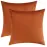 Mixhug Set of 2 Cozy Velvet Square Decorative Throw Pillow Covers for Couch and Bed, Burnt Orange, 18 x 18 Inches