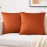 Mixhug Set of 2 Cozy Velvet Square Decorative Throw Pillow Covers for Couch and Bed, Burnt Orange, 18 x 18 Inches