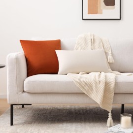 Mixhug Set of 2 Cozy Velvet Square Decorative Throw Pillow Covers for Couch and Bed, Burnt Orange, 18 x 18 Inches Mixhug Set of 2 Cozy Velvet Square Decorative Throw Pillow Covers for Couch and Bed, Burnt Orange, 18 x 18 Inches