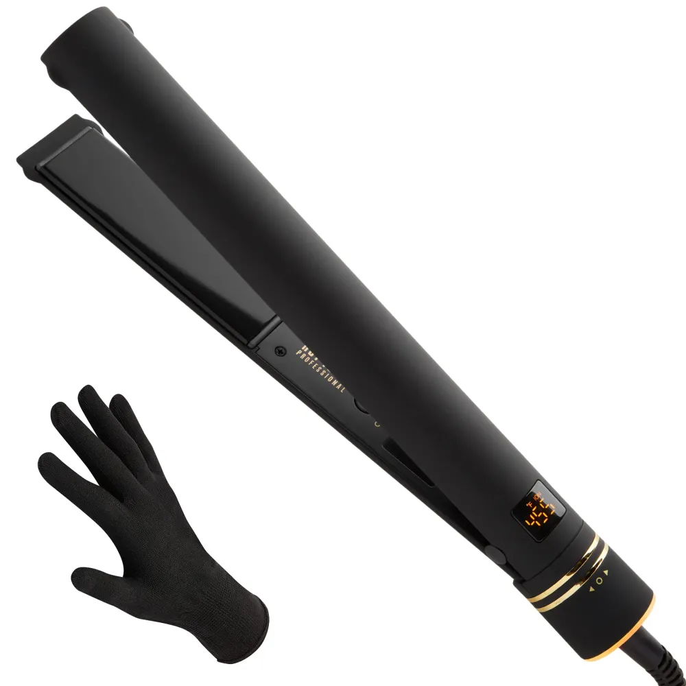 Hot Tools Pro Artist Black Gold Evolve Ionic Salon Hair Flat Iron | Long-Lasting Finish for Straightening Hair, (1-1/4 in), HT7123BG Hot Tools Pro Artist Black Gold Evolve Ionic Salon Hair Flat Iron | Long-Lasting Finish for Straightening Hair, (1-1/4 in), HT7123BG