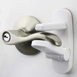 Door Lever Lock (3 Pack) Prevents Toddlers from Opening Doors. 3.25 L * 1.5 W * 4.5 H Easy One Hand Operation for Adults. Durable ABS with 3M Adhesive Backing. Simple Install, No Tools Needed.