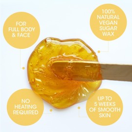 Nad\'s 100% Natural Sugar Wax Kit, Vegan, Hypoallergenic, No-heat Formula Waxing Sugar Paste, Includes 6 Wooden Spatulas, 10 Reusable 100% Cotton Strips, 1 Pre-wax Cleansing Soap & Sugar Wax 6oz Nad\'s 100% Natural Sugar Wax Kit, Vegan, Hypoallergenic, No-heat Formula Waxing Sugar Paste, Includes 6 Wooden Spatulas, 10 Reusable 100% Cotton Strips, 1 Pre-wax Cleansing Soap & Sugar Wax 6oz