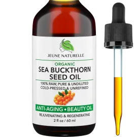 Jeune Naturelle Sea Buckthorn Oil Organic, From Fruit & Seeds, 100% Pure RAW Virgin Cold-Pressed Undiluted Unrefined, Fast Absorbing, Travel Size, Non-Comedogenic Jeune Naturelle Sea Buckthorn Oil Organic, From Fruit & Seeds, 100% Pure RAW Virgin Cold-Pressed Undiluted Unrefined, Fast Absorbing, Travel Size, Non-Comedogenic