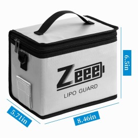 Zeee Fireproof Explosionproof Large Capacity Battery Storage Guard Pouch for Lipo Charge & Storage (8.46 x 6.5 x 5.71 in)