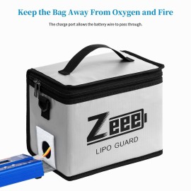Zeee Fireproof Explosionproof Large Capacity Battery Storage Guard Pouch for Lipo Charge & Storage (8.46 x 6.5 x 5.71 in)