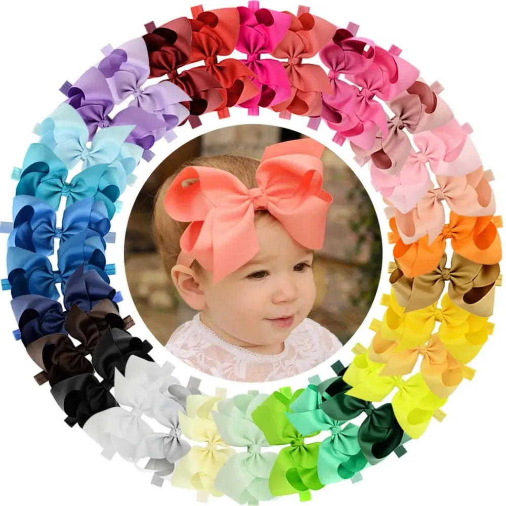 WillingTee Headbands 6 Inch 30 Colors Boutique Grosgrain Ribbon Hair Bows Big Baby Girls Bows Headbands for Baby Girls Infants Toddler Kids Teens and Children WillingTee Headbands 6 Inch 30 Colors Boutique Grosgrain Ribbon Hair Bows Big Baby Girls Bows Headbands for Baby Girls Infants Toddler Kids Teens and Children