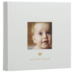 Pearhead Baby Photo Album, Keepsake Book for New and Expecting Parents, Gender-Neutral Baby Accessory, Ideal Gift for Baby Shower, Holds 200 Pictures, Gray and White Polka Dot