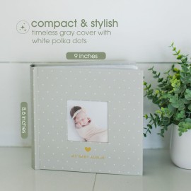 Pearhead Baby Photo Album, Keepsake Book for New and Expecting Parents, Gender-Neutral Baby Accessory, Ideal Gift for Baby Shower, Holds 200 Pictures, Gray and White Polka Dot Pearhead Baby Photo Album, Keepsake Book for New and Expecting Parents, Gender-Neutral Baby Accessory, Ideal Gift for Baby Shower, Holds 200 Pictures, Gray and White Polka Dot