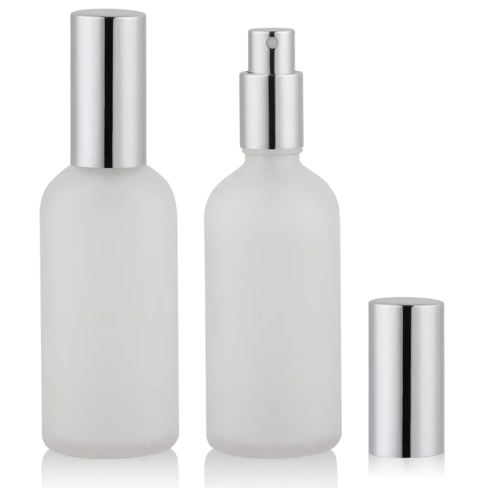 Empty Frosted Glass Spray Bottle 3.4oz, Perfume Atomizer, Fine Mist Spray (2 PACK) Empty Frosted Glass Spray Bottle 3.4oz, Perfume Atomizer, Fine Mist Spray (2 PACK)