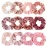 Whaline 12Pcs Blush Theme Scrunchies Velvet Elastics for Women Pink Bobbles Soft Lovers Scrunchy Classic Thick Hair Bands Ties Gifts for Teenage Girls