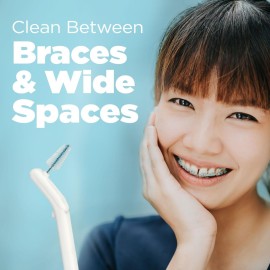 GUM Proxabrush Go-Betweens Refills - Wide - Compatible with GUM Permanent Handle - Reusable Interdental Brushes - Soft Bristled Dental Picks, 16 Count