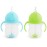 Munchkin Any Angle Sippy Cups for Toddlers, Spill Proof Weighted Straw Cup with Transition Handles for Babies 6 Months and Up, 2 Pack, Blue/Green