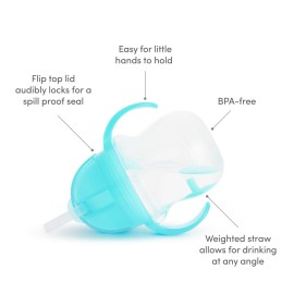 Munchkin Any Angle Sippy Cups for Toddlers, Spill Proof Weighted Straw Cup with Transition Handles for Babies 6 Months and Up, 2 Pack, Blue/Green Munchkin Any Angle Sippy Cups for Toddlers, Spill Proof Weighted Straw Cup with Transition Handles for Babies 6 Months and Up, 2 Pack, Blue/Green