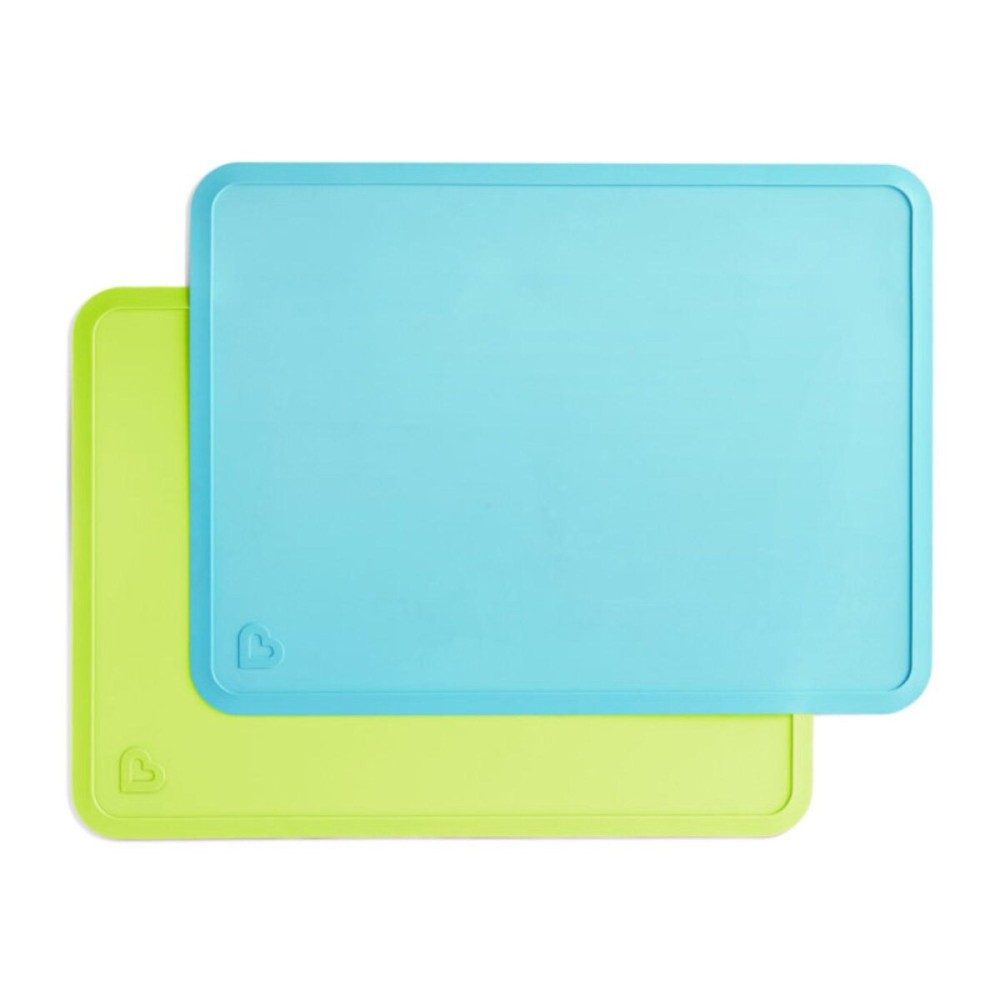 Munchkin Spotless Silicone Placemats for Kids, 2 Pack, Blue/Green Munchkin Spotless Silicone Placemats for Kids, 2 Pack, Blue/Green