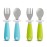Munchkin Raise Toddler Fork and Spoon Utensil Set, Rest Keeps Tip Off Table, BPA Free, 4 Pack, Blue/Green