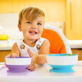 Munchkin Stay Put Suction Bowls for Baby and Toddler, 3 Pack, Blue/Green/Purple