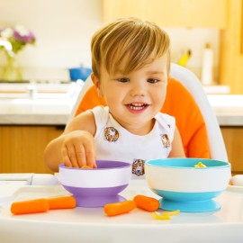 Munchkin Stay Put Suction Bowls for Baby and Toddler, 3 Pack, Blue/Green/Purple