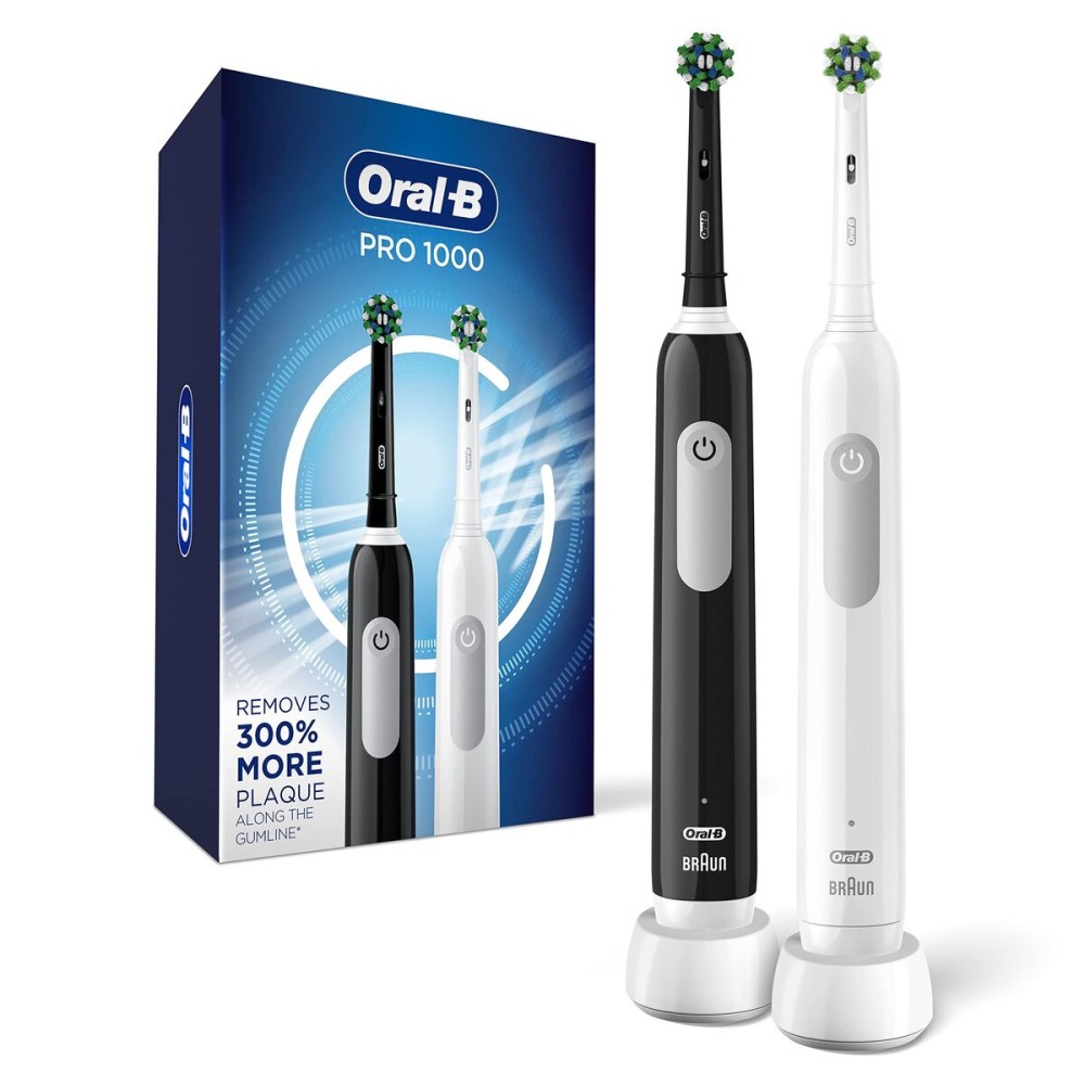 Oral-B Pro 1000 CrossAction Electric Toothbrush, Black and White, 2 Count Oral-B Pro 1000 CrossAction Electric Toothbrush, Black and White, 2 Count