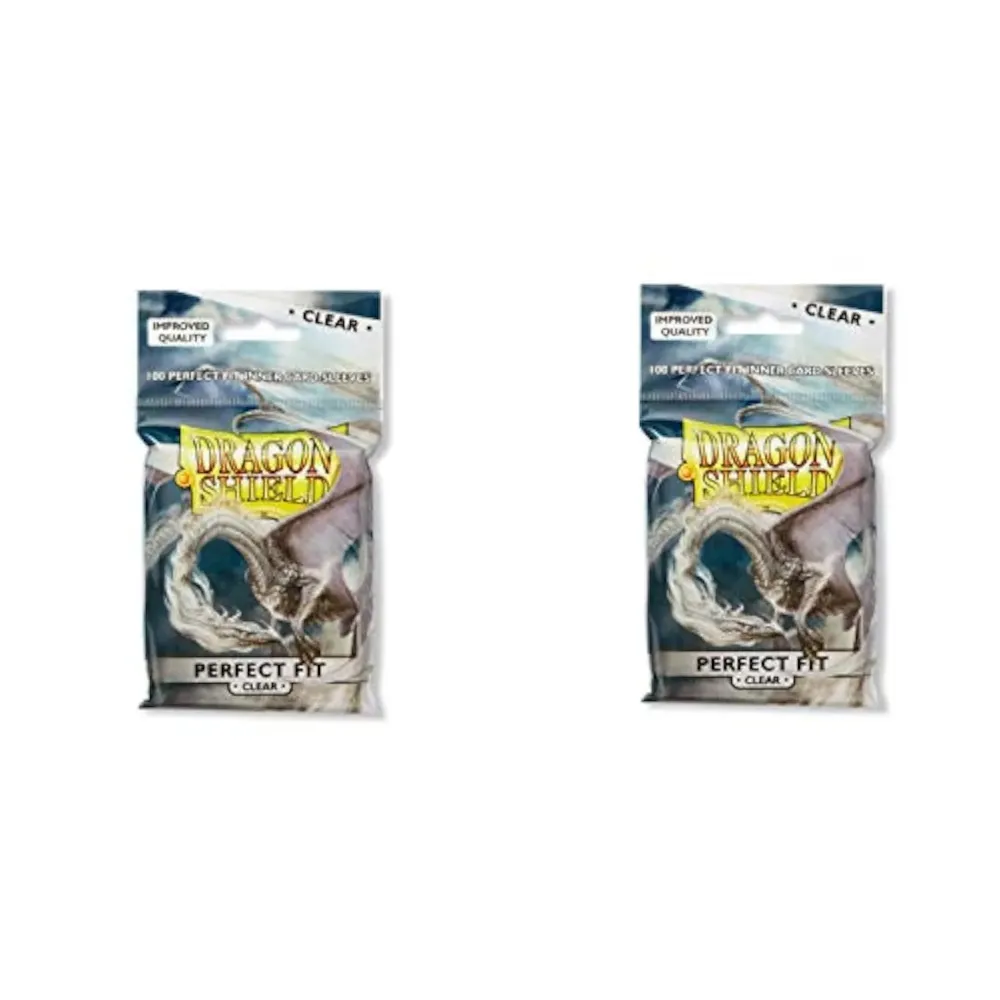 2 Packs Dragon Shield Inner Sleeve Clear Standard Size 100 ct Card Sleeves Individual Pack 2 Packs Dragon Shield Inner Sleeve Clear Standard Size 100 ct Card Sleeves Individual Pack