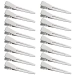 SBYURE 100 Pack 1.77 Inch Single Prong Pin Curl Duckbill Clips,Silver Setting Section Hair Clips Metal Alligator Clips for Hair Extensions