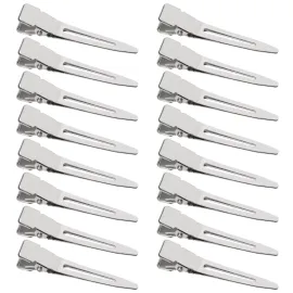 SBYURE 100 Pack 1.77 Inch Single Prong Pin Curl Duckbill Clips,Silver Setting Section Hair Clips Metal Alligator Clips for Hair Extensions