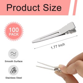 SBYURE 100 Pack 1.77 Inch Single Prong Pin Curl Duckbill Clips,Silver Setting Section Hair Clips Metal Alligator Clips for Hair Extensions SBYURE 100 Pack 1.77 Inch Single Prong Pin Curl Duckbill Clips,Silver Setting Section Hair Clips Metal Alligator Clips for Hair Extensions