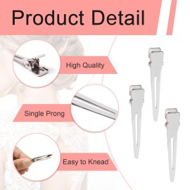 SBYURE 100 Pack 1.77 Inch Single Prong Pin Curl Duckbill Clips,Silver Setting Section Hair Clips Metal Alligator Clips for Hair Extensions SBYURE 100 Pack 1.77 Inch Single Prong Pin Curl Duckbill Clips,Silver Setting Section Hair Clips Metal Alligator Clips for Hair Extensions