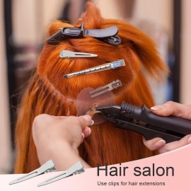 SBYURE 100 Pack 1.77 Inch Single Prong Pin Curl Duckbill Clips,Silver Setting Section Hair Clips Metal Alligator Clips for Hair Extensions SBYURE 100 Pack 1.77 Inch Single Prong Pin Curl Duckbill Clips,Silver Setting Section Hair Clips Metal Alligator Clips for Hair Extensions