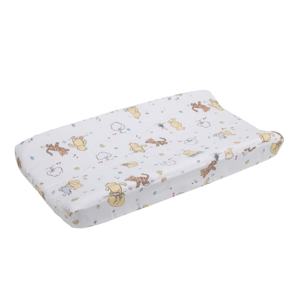 Disney Winnie The Pooh Classic Pooh 100% Cotton Quilted Changing Pad Cover, Ivory/Butter/Aqua/Orange 1 Count (Pack of 1) Disney Winnie The Pooh Classic Pooh 100% Cotton Quilted Changing Pad Cover, Ivory/Butter/Aqua/Orange 1 Count (Pack of 1)