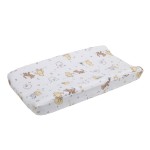 Disney Winnie The Pooh Classic Pooh 100% Cotton Quilted Changing Pad Cover, Ivory/Butter/Aqua/Orange 1 Count (Pack of 1)