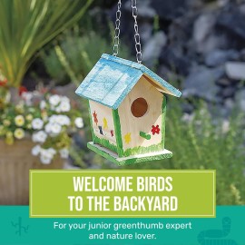 Beetle & Bee Build A Bird Bungalow - DIY Kid Art Craft Outdoor Birdhouse Kit, House Painting Kit for Kids, Hardware Glue Included- 4 Paints, 1 Brush, 7 Wooden Pcs, Chain For Tree Hanging Age 5+ Beetle & Bee Build A Bird Bungalow - DIY Kid Art Craft Outdoor Birdhouse Kit, House Painting Kit for Kids, Hardware Glue Included- 4 Paints, 1 Brush, 7 Wooden Pcs, Chain For Tree Hanging Age 5+