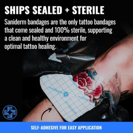 Saniderm Tattoo Aftercare Bandage 3 Sheets (Large Pack, 8 in x 10 in) - Convenient, Faster Tattoo Healing and Protection - Sterile, Waterproof, and Latex-Free Saniderm Tattoo Aftercare Bandage 3 Sheets (Large Pack, 8 in x 10 in) - Convenient, Faster Tattoo Healing and Protection - Sterile, Waterproof, and Latex-Free