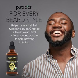 PURA D\'OR 4 Oz ORGANIC Beard Softening Oil - Original Sandalwood Scent - Leave-In Conditioner, Argan & Jojoba Oil - Mustache Care & Maintenance, Increase Softness & Strength - Beard Hair, Skin & Face PURA D\'OR 4 Oz ORGANIC Beard Softening Oil - Original Sandalwood Scent - Leave-In Conditioner, Argan & Jojoba Oil - Mustache Care & Maintenance, Increase Softness & Strength - Beard Hair, Skin & Face