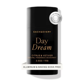 Each & Every Aluminum Free Deodorant for Women & Men, Citrus & Vetiver - All Natural Deodorant for Sensitive Skin, EWG Verified - Clean, Baking Soda-Free, Plant-Based Fragrance - 2.5oz