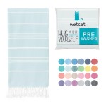 WETCAT Turkish Beach Towel Oversized (38x71) 100% Turkish Cotton, Made in Turkey - Sand Free, Extra Large, Ultra Soft, Quick Drying, Compact & Lightweight for Travel - Aqua