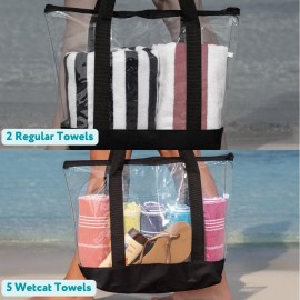 WETCAT Turkish Beach Towel Oversized (38x71) 100% Turkish Cotton, Made in Turkey - Sand Free, Extra Large, Ultra Soft, Quick Drying, Compact & Lightweight for Travel - Aqua