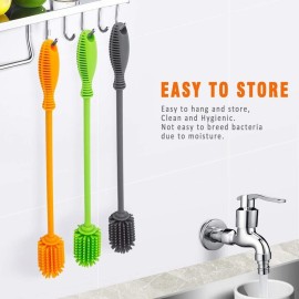 Silicone Bottle Cleaning Brush with Long Handle, 12.5 Water Bottle Cleaner for Baby Bottles, Hydro Flask, Sports Bottle, Vase, Glassware, Perfect for Smaller Diameter Bottle Openings (One Pack) Silicone Bottle Cleaning Brush with Long Handle, 12.5 Water Bottle Cleaner for Baby Bottles, Hydro Flask, Sports Bottle, Vase, Glassware, Perfect for Smaller Diameter Bottle Openings (One Pack)