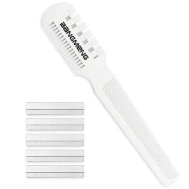BANGMENG Hair Cutter Comb,Shaper Double Edge Razor,Split Ends Hair Trimmer Styler, For Thin & Thick Hair Cutting and Styling, Extra 5 Blades Included.