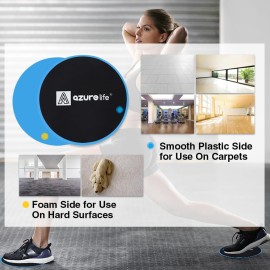 A AZURELIFE Exercise Core Sliders, Dual Sided Exercise Gliding Discs Use on Carpet or Hardwood Floors, Light and Portable, Perfect for Abdominal&Core Workouts A AZURELIFE Exercise Core Sliders, Dual Sided Exercise Gliding Discs Use on Carpet or Hardwood Floors, Light and Portable, Perfect for Abdominal&Core Workouts