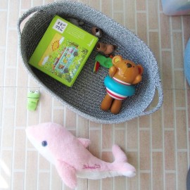 Woven Cotton Rope Storage Basket, Cube Changing Table Organizer for Closet Towels, Baby Nursery Bin, Small Dog Cat Toy Box, Gift Baskets empty (14.5x 11x 5) by CIKI HOME