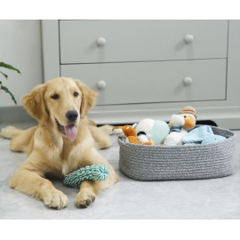 Woven Cotton Rope Storage Basket, Cube Changing Table Organizer for Closet Towels, Baby Nursery Bin, Small Dog Cat Toy Box, Gift Baskets empty (14.5x 11x 5) by CIKI HOME