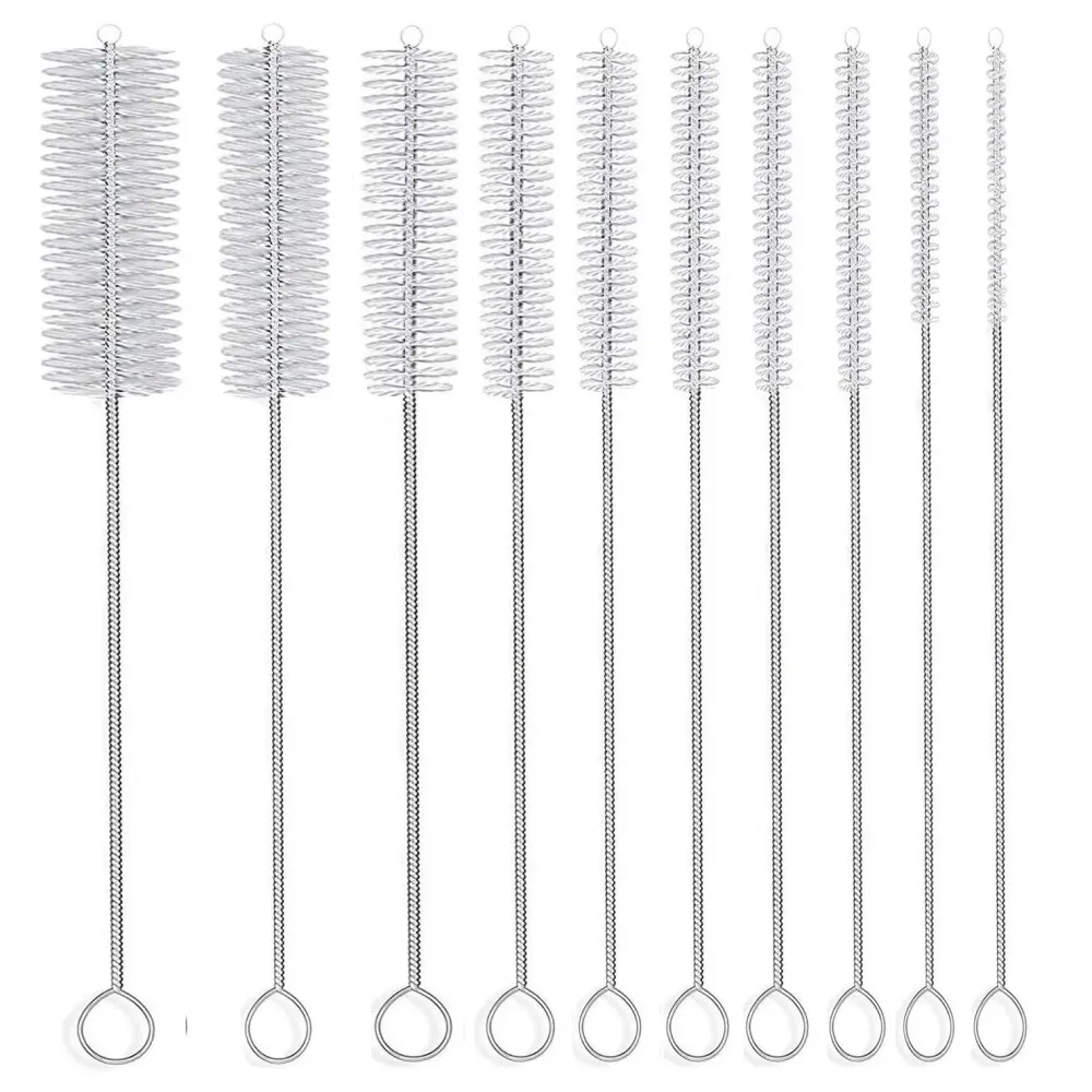 Long Straw Brush, Nylon Pipe Tube Cleaner 8-ihch 10 Different Diameters Set of 10 Long Straw Brush, Nylon Pipe Tube Cleaner 8-ihch 10 Different Diameters Set of 10