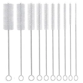 Long Straw Brush, Nylon Pipe Tube Cleaner 8-ihch 10 Different Diameters Set of 10
